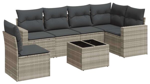 Polyrattan Kerti Ülőgarnitúra - 7 részes - Világosszürke