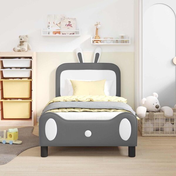 VidaXL Gyerekágy kerettel fejtámlával Világosszürke 80 x 160 cm PU