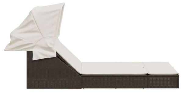 VidaXL Dupla Napozóágy - Polyrattan - Barna - 200x100cm
