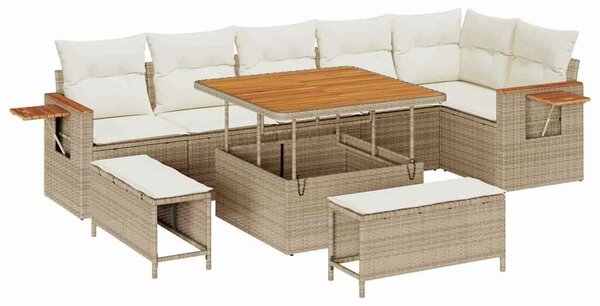 VidaXL Kerti Kanapé Szett párnával 11 pcs Beige és krém polirattan