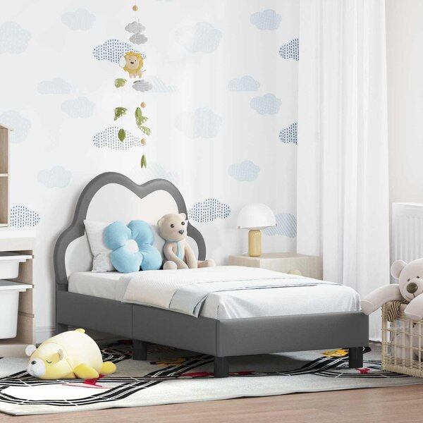 VidaXL Gyerekágy keret fejtámlával Világosszürke 70 x 140 cm PU