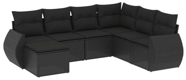 VidaXL Polyrattan Kerti Ülőgarnitúra - 7 részes - Fekete