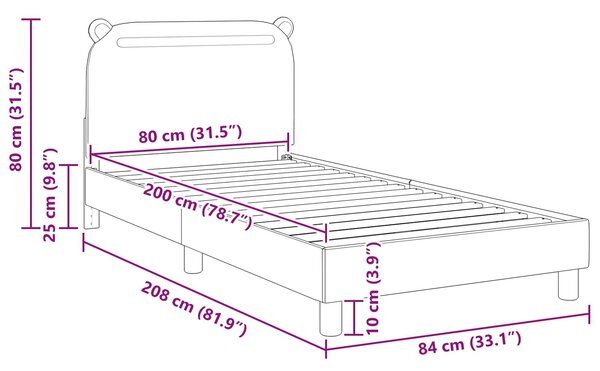 VidaXL Gyerekágy kerettel fejtámlával Farmerkék 80 x 200 cm Szövet