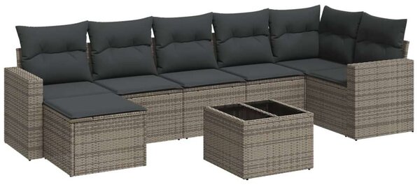 VidaXL 8-részes szürke polyrattan kerti ülőgarnitúra párnákkal