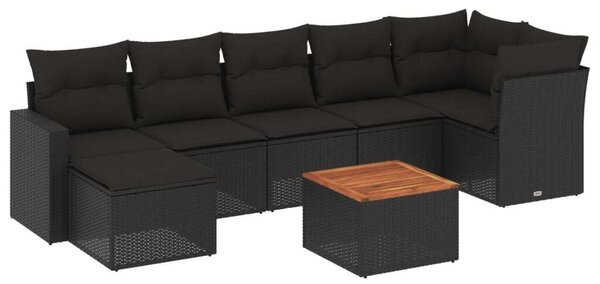 VidaXL 8 részes Kerti Ülőgarnitúra - Fekete Polyrattan