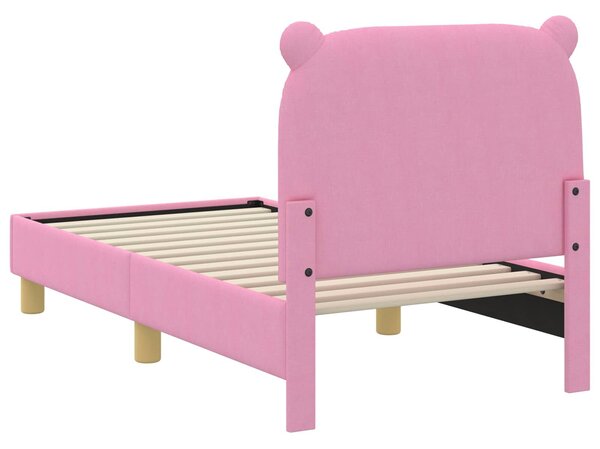 VidaXL Gyerekágy keret fejtámlával Rózsaszín 70 x 140 cm Szövet