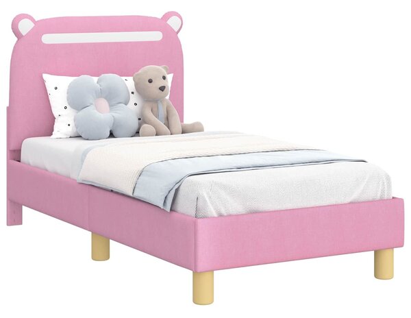 VidaXL Gyerekágy keret fejtámlával Rózsaszín 70 x 140 cm Szövet