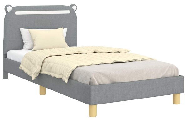 VidaXL Gyerekágy kerettel fejtámlával Világosszürke 90 x 200 cm Szövet