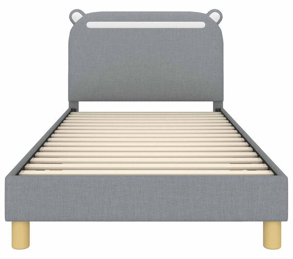 VidaXL Gyerekágy kerettel fejtámlával Világosszürke 90 x 200 cm Szövet