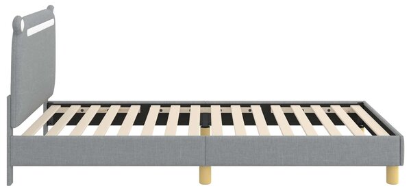 VidaXL Gyerekágy kerettel fejtámlával Világosszürke 90 x 200 cm Szövet