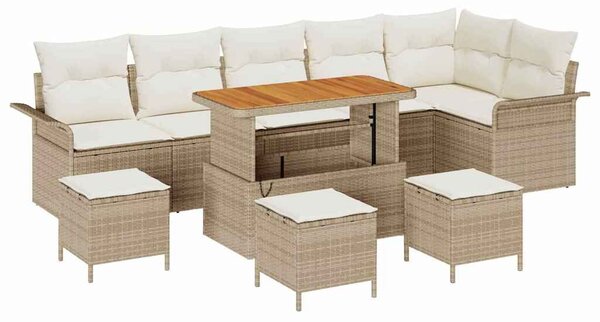 VidaXL Kerti Kanapé Szett párnával tárolóval 10 pcs Beige és krém