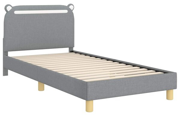 VidaXL Gyerekágy kerettel fejtámlával Világosszürke 90 x 200 cm Szövet