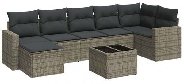 VidaXL 8-részes szürke polyrattan kerti ülőgarnitúra párnákkal