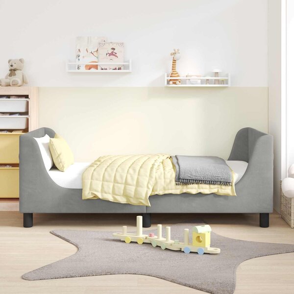 VidaXL Gyerekágy kerettel Világosszürke 80 x 160 cm Bársony