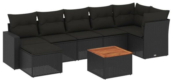 VidaXL 8 részes Kerti Ülőgarnitúra - Fekete Polyrattan