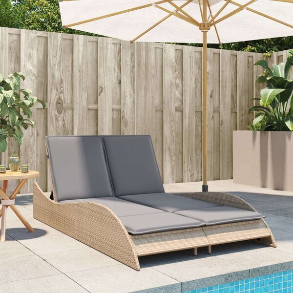 VidaXL Dupla Napozóágy - Polyrattan - Bézs - 205cm