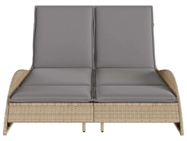 VidaXL Dupla Napozóágy - Polyrattan - Bézs - 205cm