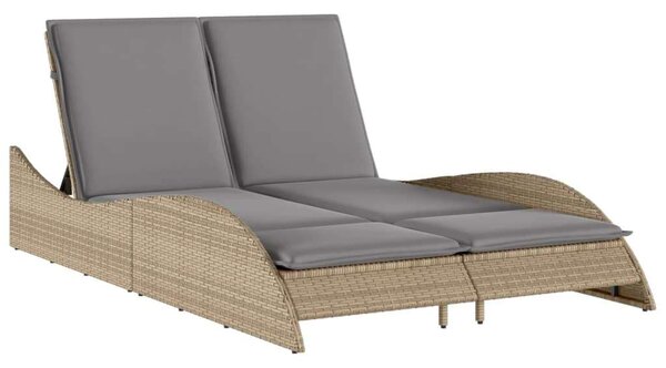 VidaXL Dupla Napozóágy - Polyrattan - Bézs - 205cm
