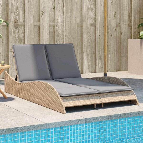 VidaXL Dupla Napozóágy - Polyrattan - Bézs - 205cm