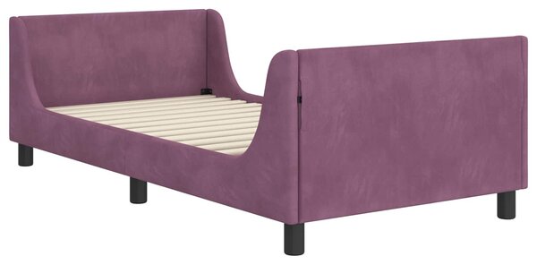 VidaXL Gyerekágy kerettel fejtámlával Lila 90 x 200 cm Bársony