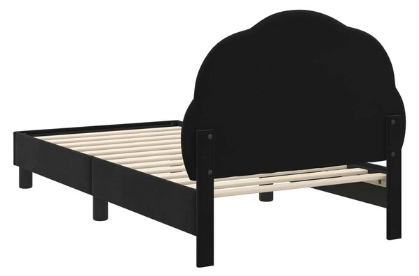 VidaXL Gyerekágy kerettel fejtámlával Fekete 80 x 160 cm Bársony