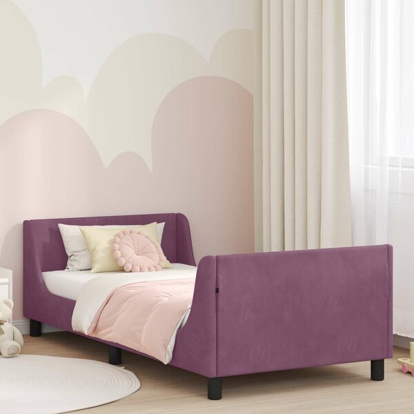 VidaXL Gyerekágy kerettel fejtámlával Lila 90 x 200 cm Bársony