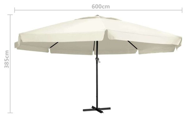 VidaXL Kültéri Napernyő - 600 cm - Homokfehér