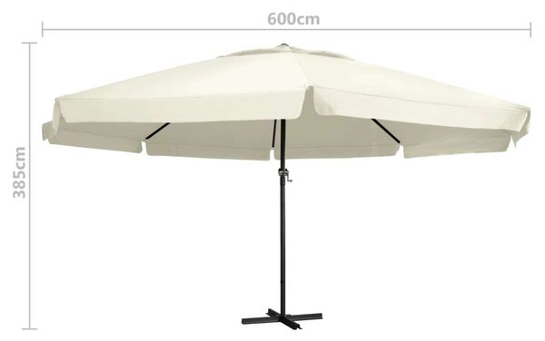VidaXL Kültéri Napernyő - 600 cm - Homokfehér