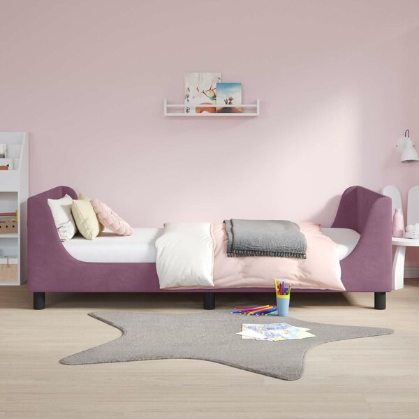 VidaXL Gyerekágy kerettel fejtámlával Lila 90 x 200 cm Bársony