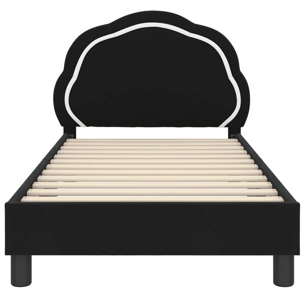 VidaXL Gyerekágy kerettel fejtámlával Fekete 80 x 160 cm Bársony