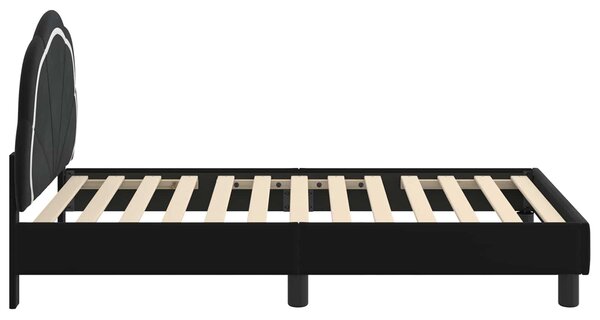 VidaXL Gyerekágy kerettel fejtámlával Fekete 80 x 160 cm Bársony