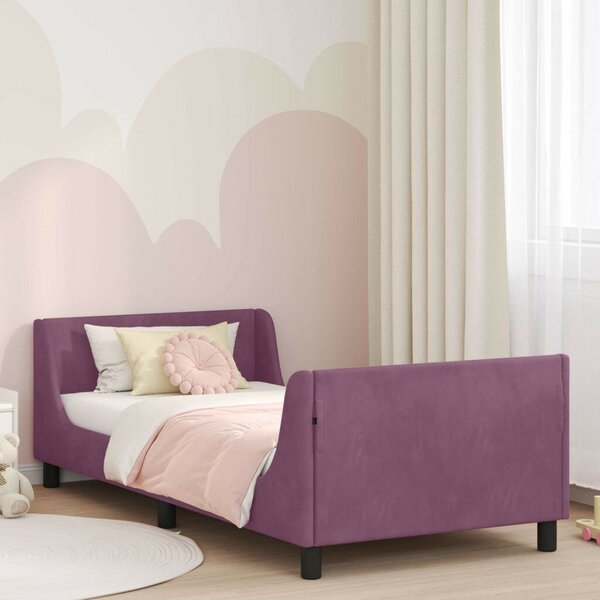 VidaXL Gyerekágy kerettel fejtámlával Lila 90 x 200 cm Bársony