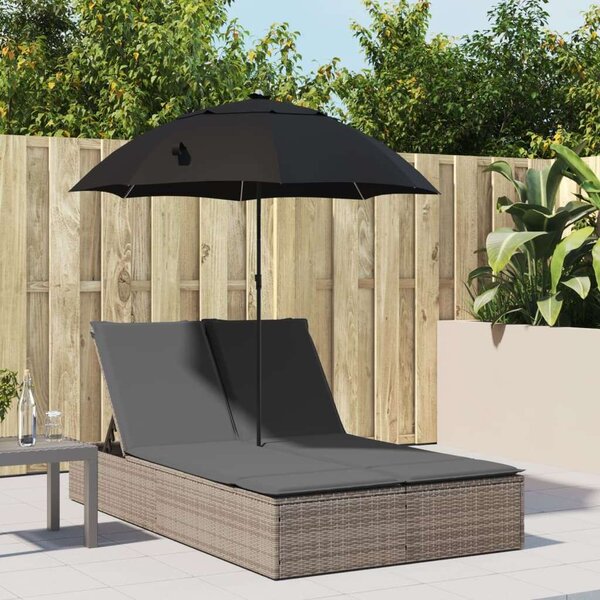 VidaXL Dupla Napozóágy - Polyrattan - Szürke - 200x110cm