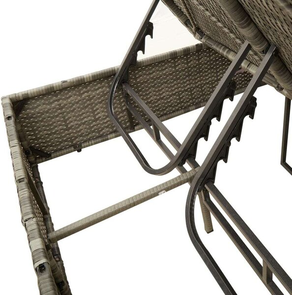 VidaXL Dupla Napozóágy - Polyrattan - Szürke - 200x110cm