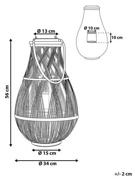 Lámpás TONGA Bambusz 56 cm Természetes