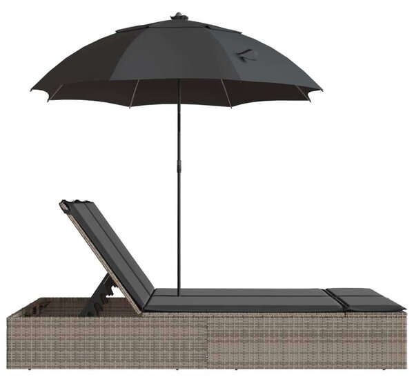 VidaXL Dupla Napozóágy - Polyrattan - Szürke - 200x110cm