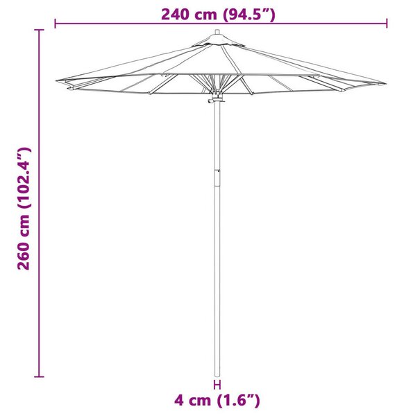 VidaXL Kerti Napernyő Krém Fehér 240x260 cm Bambusz