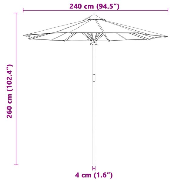 VidaXL Kerti Napernyő Krém Fehér 240x260 cm Bambusz