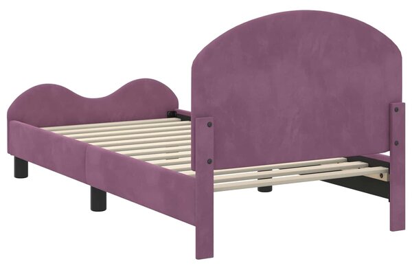 VidaXL Gyerekágy kerettel fejtámlával Lila 80 x 160 cm Bársony