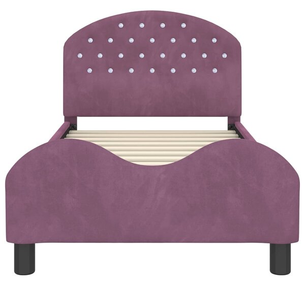 VidaXL Gyerekágy kerettel fejtámlával Lila 80 x 160 cm Bársony