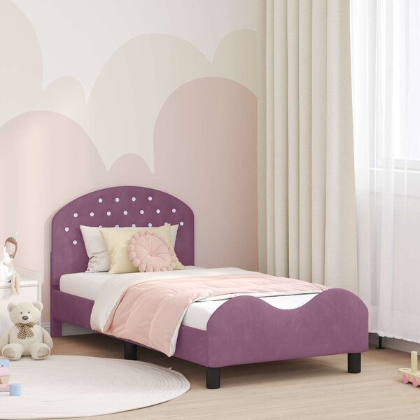 VidaXL Gyerekágy kerettel fejtámlával Lila 80 x 160 cm Bársony