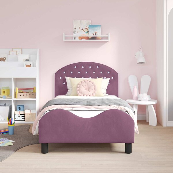 VidaXL Gyerekágy kerettel fejtámlával Lila 80 x 160 cm Bársony