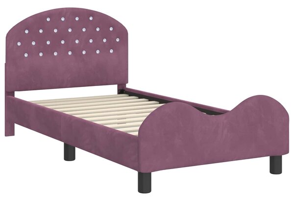 VidaXL Gyerekágy kerettel fejtámlával Lila 80 x 160 cm Bársony