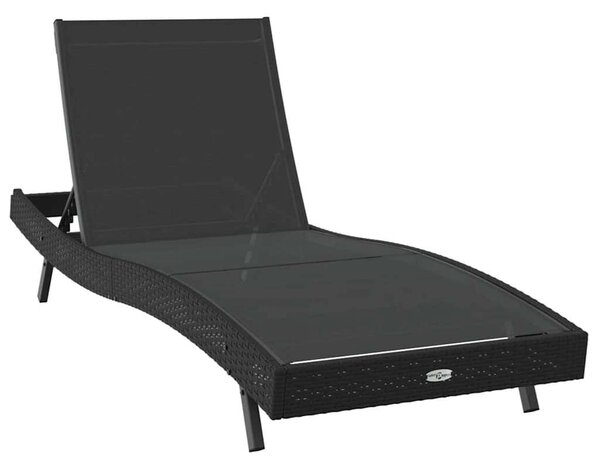 Napozóágy asztallal 2 pcs Fekete 40 x 40 x 40.5 cm polirattan