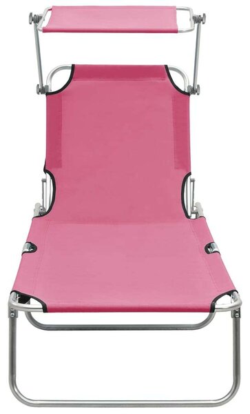 RelaxDays - Összecsukható Napozóágy Napernyővel - Magenta - 189cm