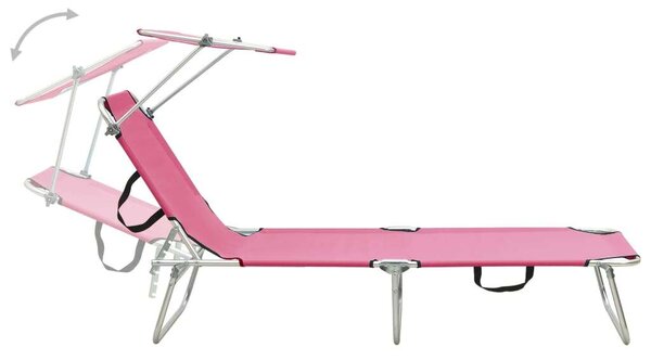 RelaxDays - Összecsukható Napozóágy Napernyővel - Magenta - 189cm