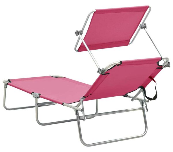 RelaxDays - Összecsukható Napozóágy Napernyővel - Magenta - 189cm