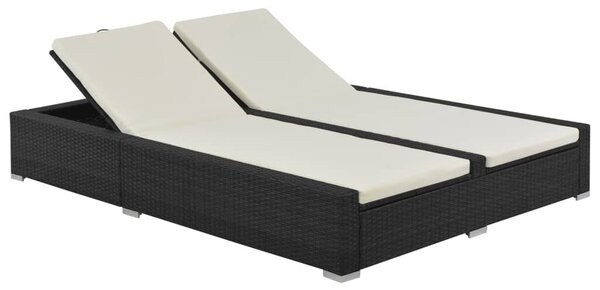 VidaXL Polyrattan Napozóágy - Kétszemélyes - Állítható Háttámlával