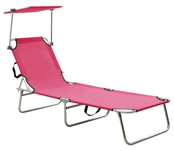 RelaxDays - Összecsukható Napozóágy Napernyővel - Magenta - 189cm