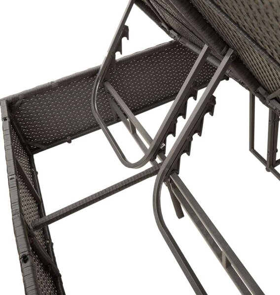 VidaXL Dupla Napozóágy - Polyrattan - Fekete - 200x114cm